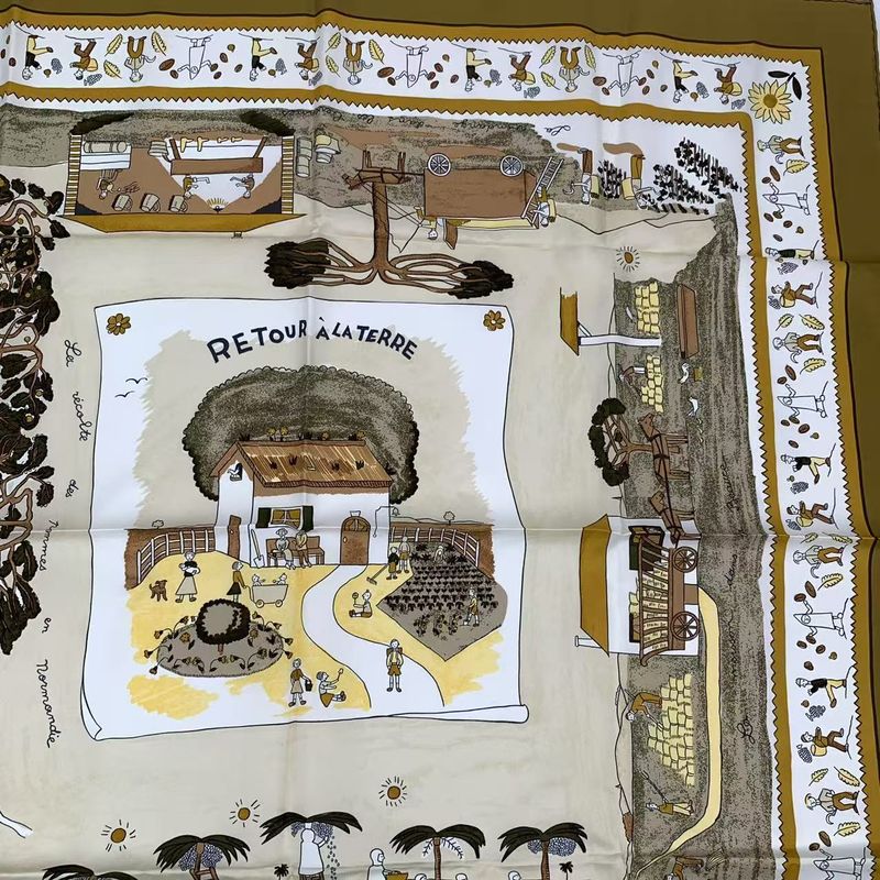 Hermes Carre 90 RE TOUR A LA Terre Homeward Bound Silk Scarf Blawan