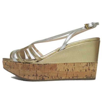 Prada Wedge Sole High Heel Suring Back Sandals Size 34.5 Approx 21.5cm (8.46in)