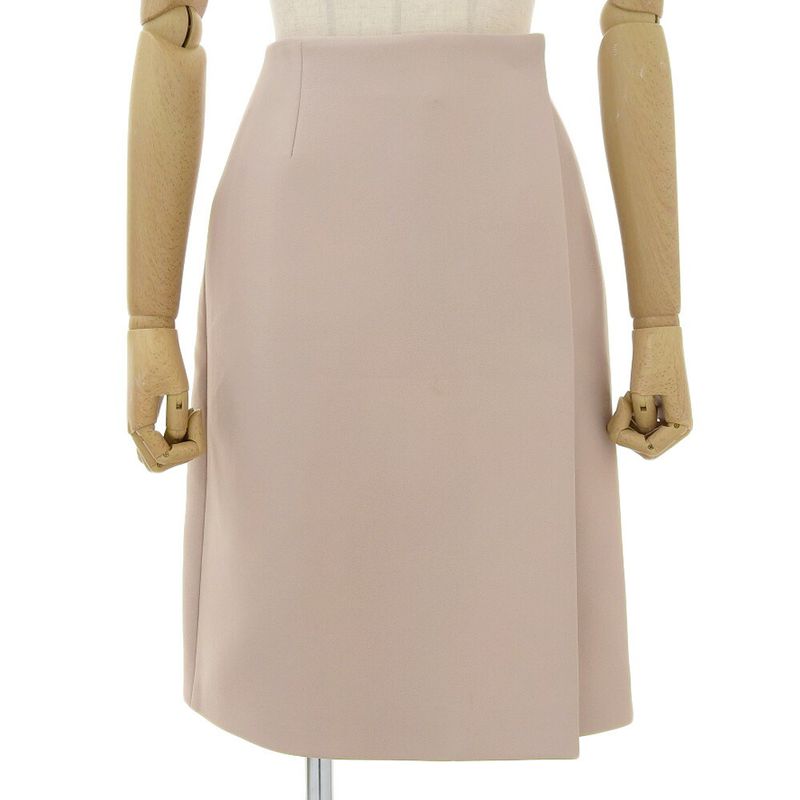 Prada 2020item Stretch Wool Knee Length Wrap Skirt 36 Women's Beige Pink