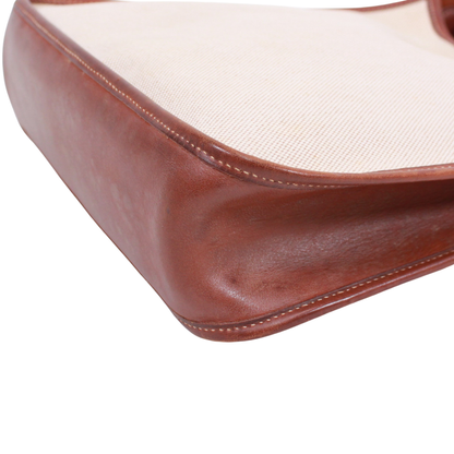 Hermes Vespa PM Toile Ash Brown And Beige Shoulder Bag Gold