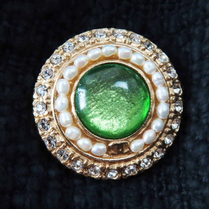 CHANEL 12A P43994 Silk Gripore Button Shawl Collar Single Color Tweed Jacket