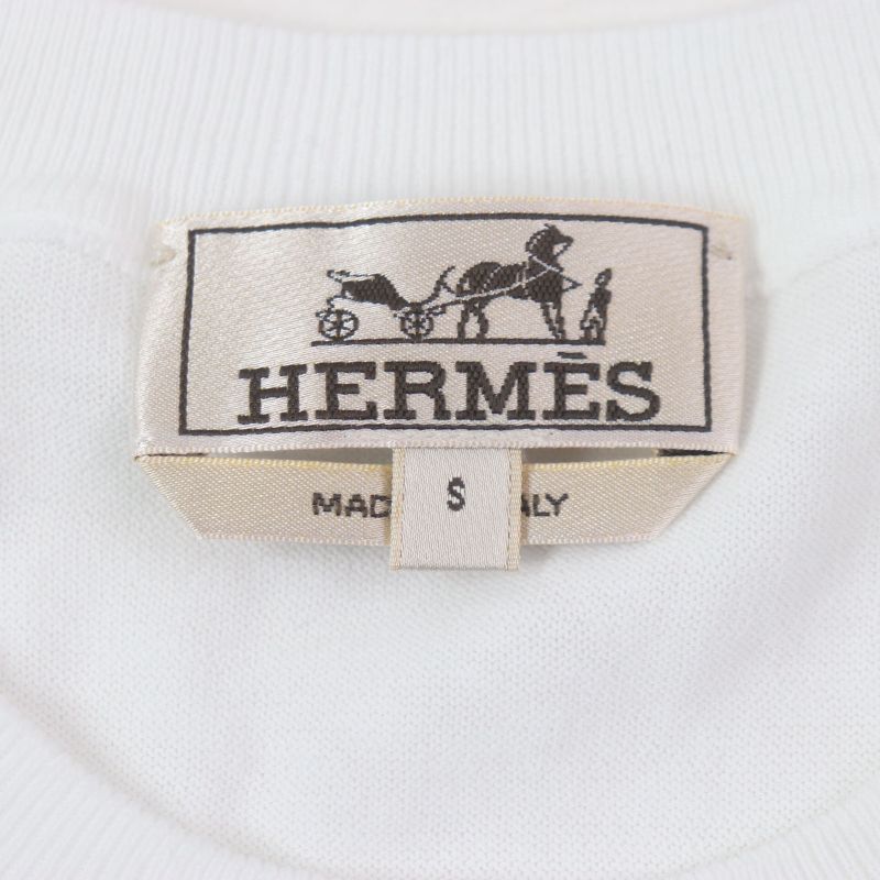 Hermes 23SS 100% Cotton Layered Design Crew Neck High Gauge Knit Sweater White