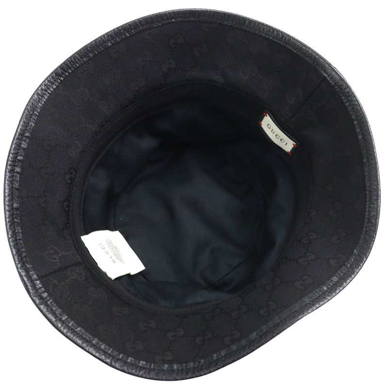 Gucci 576587 Logo Hardware GG Canvas Bucket Hat Black L 59cm (23.23in) Hat