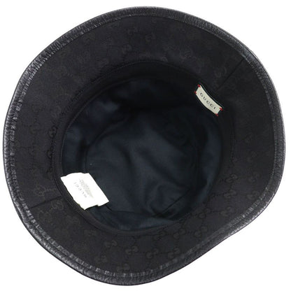 Gucci 576587 Logo Hardware GG Canvas Bucket Hat Black L 59cm (23.23in) Hat