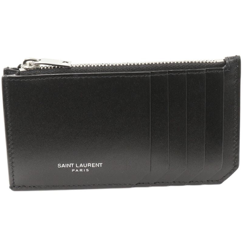 Saint Laurent Paris Coin Case With Card Case Fragment Case Calf Black 609362