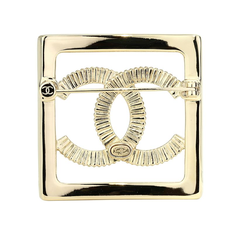 Chanel Brooch Square Pin Brooch Gold