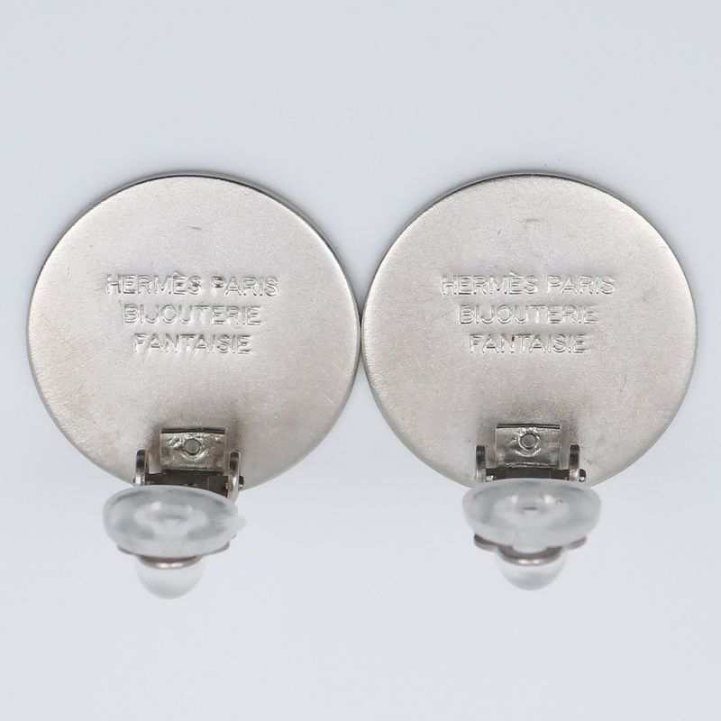 Hermes Serie Bijouterie Fantaisie Silver Metal Ladies 7.3g Earrings
