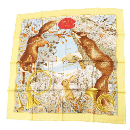 Hermes Carré 90 Chasse Au BOIS Hunting In The Woods 100% Silk Scarf Multi Made