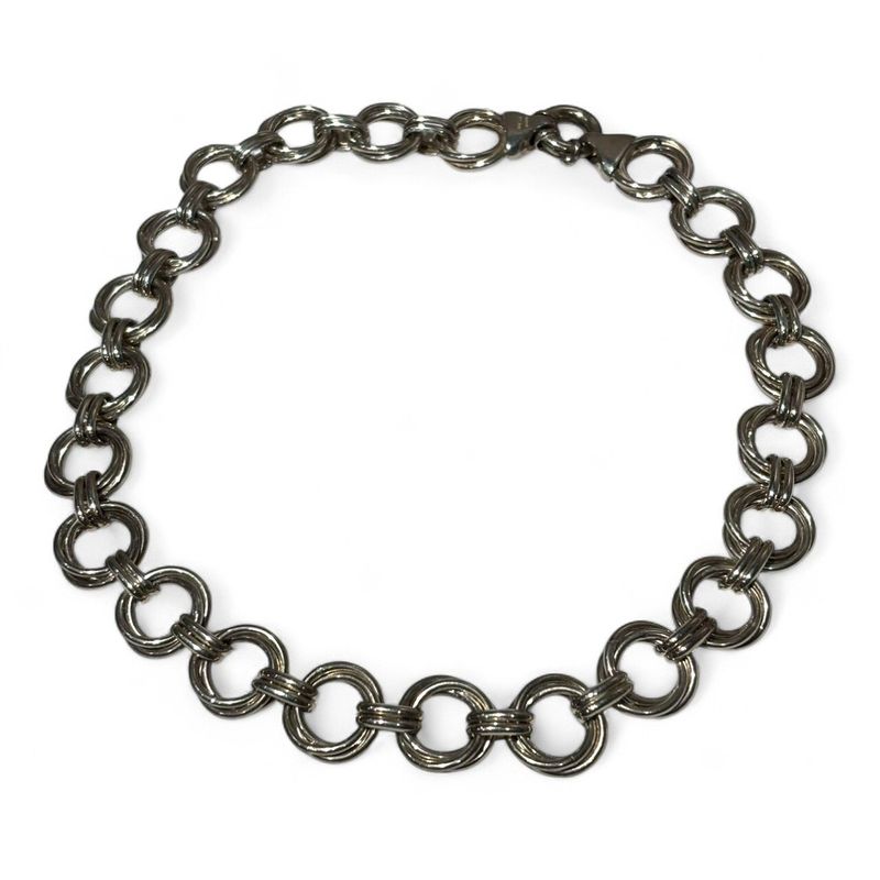 Tiffany & Co OLD Vintage Trinity Circle Link Chain Necklace Sv925 Unisex Silver