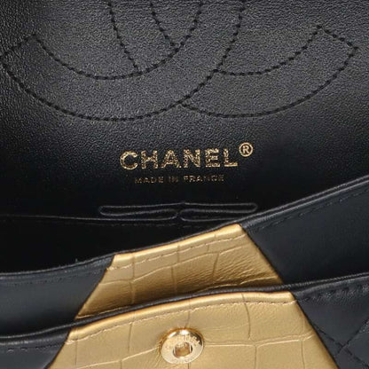 Chanel 2.55 Lambskin Croco Shape Pressed Chain Shoulder Bag Women 25