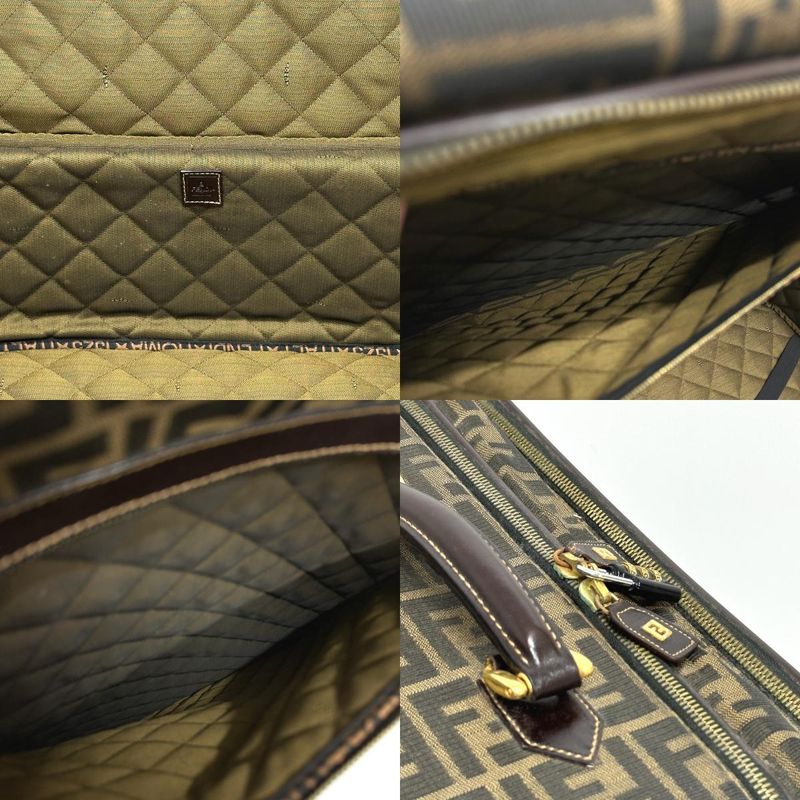 Fendi Carry-on Luggage Bag Zucca Pattern Canvas Brown Travel Bag Suitcase