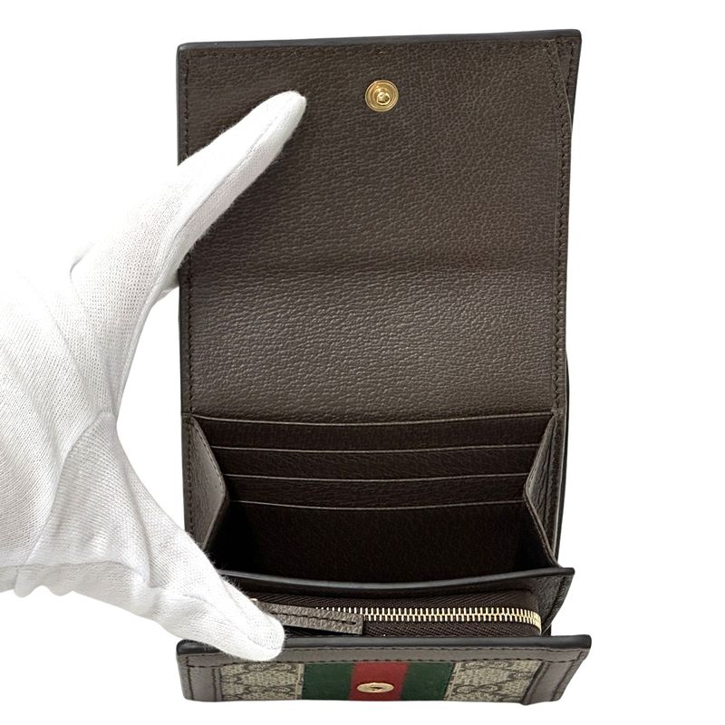 Gucci Wallet Women's Men's Brand Bifold Wallet Leather GG Supreme Ophidia
