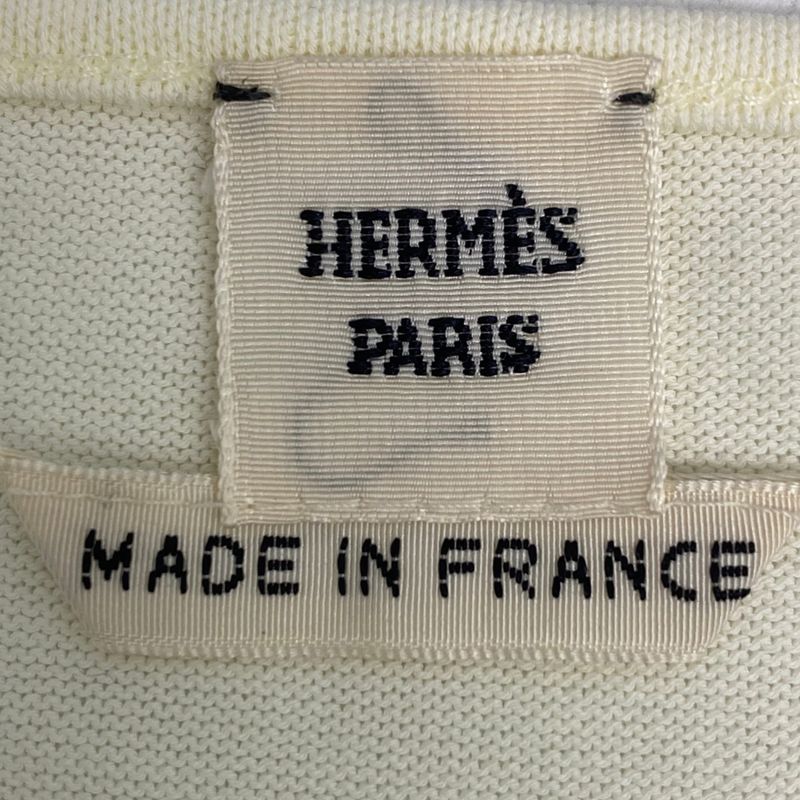 Current Hermes T-shirt Short Sleeves Knit Logo Cream Size 40