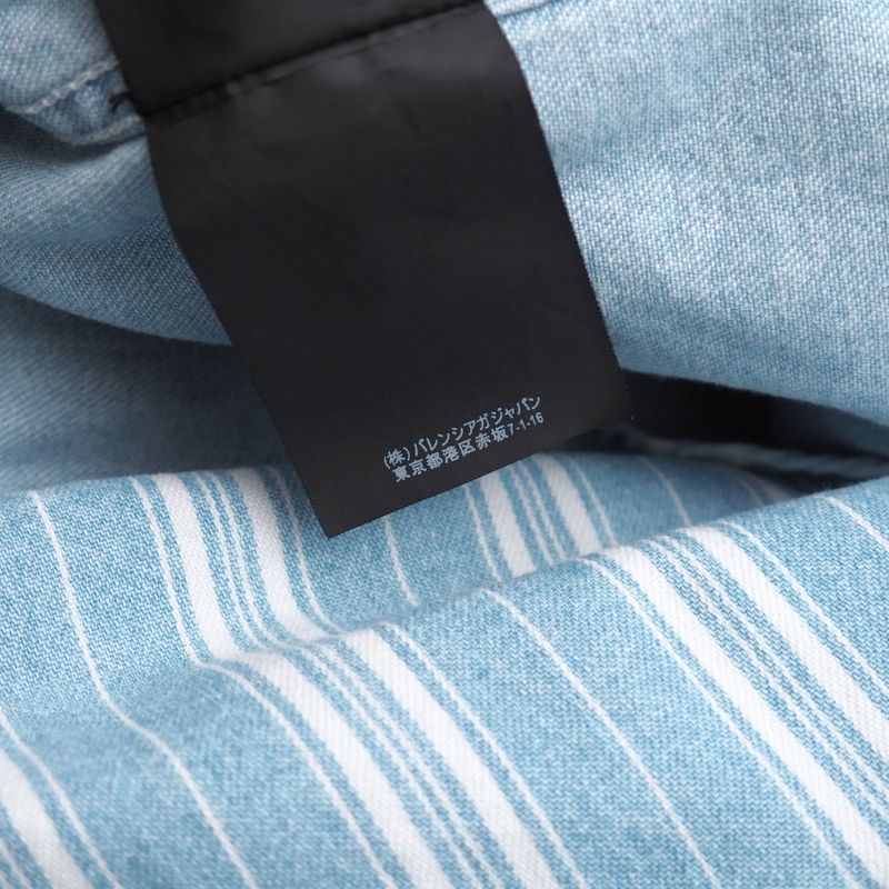 Balenciaga Oversized Button-down Collar Striped Denim Shirt Long Sleeve Shirt