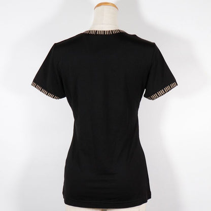Fendi Logo Pie Pink Rayon Black Women's Short Sleeved T-shirt