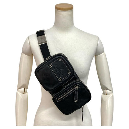 Gucci Waist Bag Body Bag 2WAY Leather 201846 Black Men's
