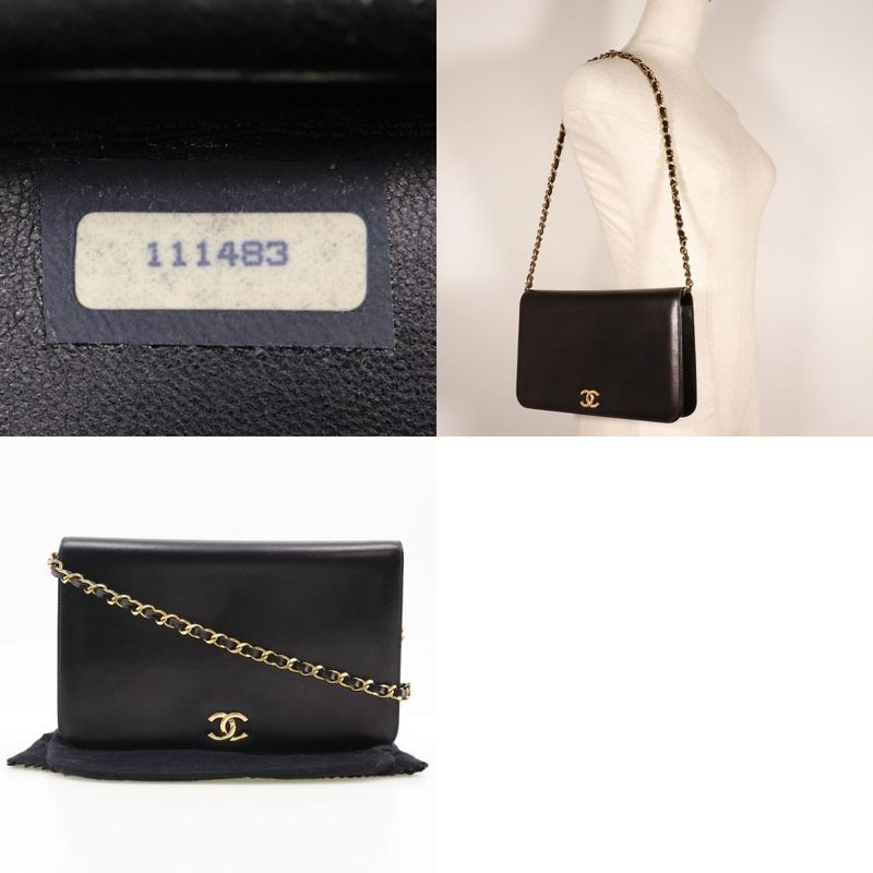 Chanel Chain Shoulder Coco Mark Vintage Calf Black Women's Shoulder Bag