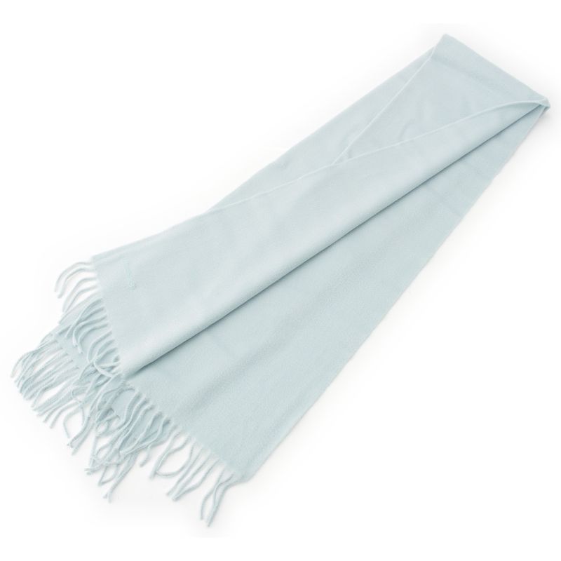 Hermes Cashmere Logo Embroidery Fringe Scarf Blue