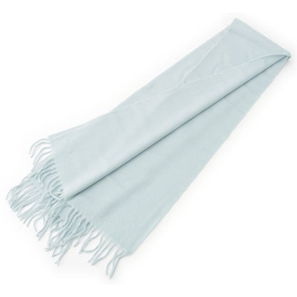 Hermes Cashmere Logo Embroidery Fringe Scarf Blue