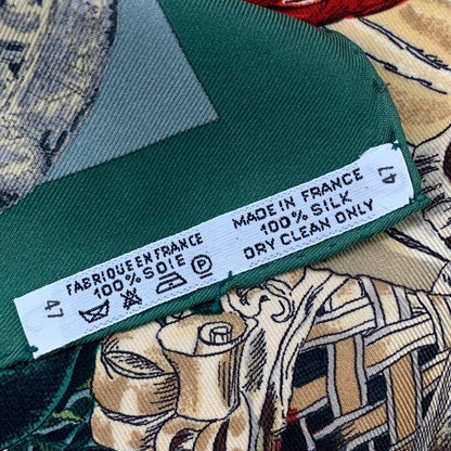 Hermes Carre 90 Les Ameriques Americas Columbus Scarf Green