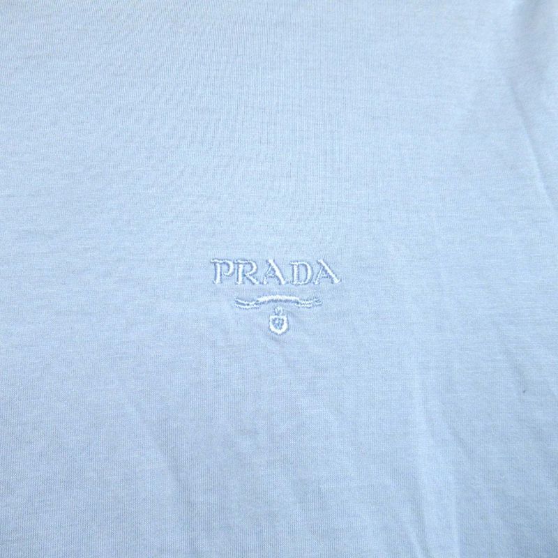 23AW Prada Chest Logo Embroidery Short Sleeve T-shirt Cut And Sewn Ujn884 Size