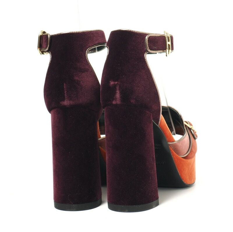 Hermes Sandals Size 35.5 Ankle Strap Sandals Shoes Velour Chunky