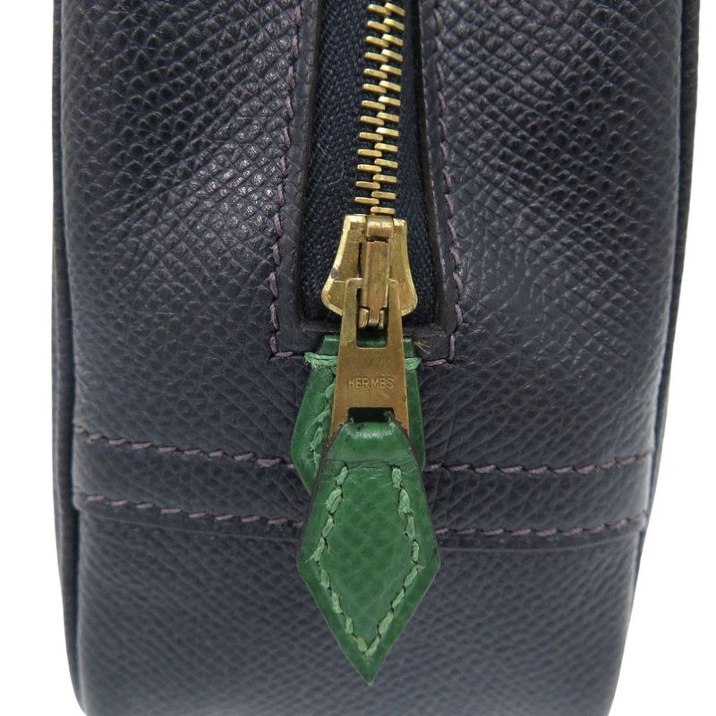 Hermes Mini Prüm Courchevel Blue Indigo Veil Handbag Navy Blue 1607 Hermes