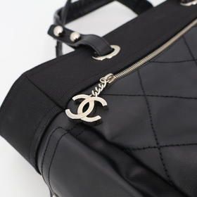 Chanel Paris Biarritz Tote GM Coco Mark Tote Bag Coated Canvas Black A34210