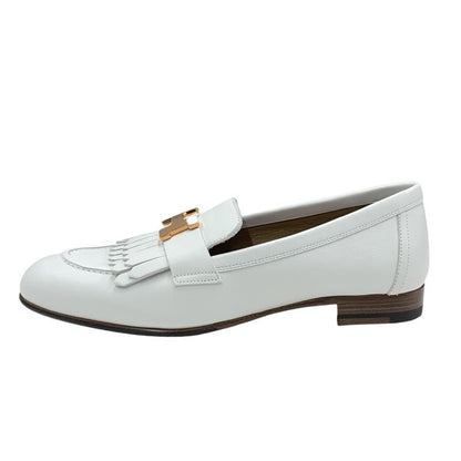 Hermes Royale Loafer Leather Shoes Leather White Unused Moccasins Flat Shoes