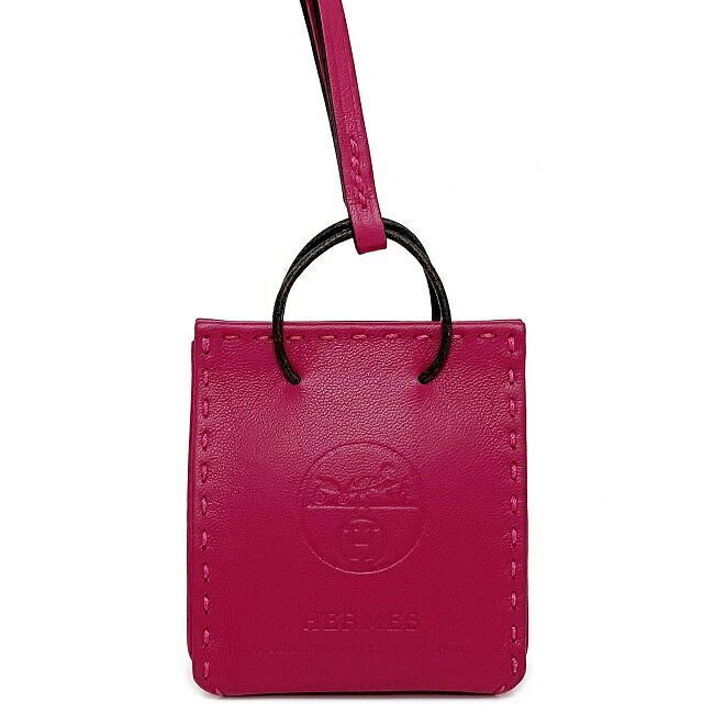 Hermes Charm Sac Orange Pink Rose Mexico Excellent Condition Leather