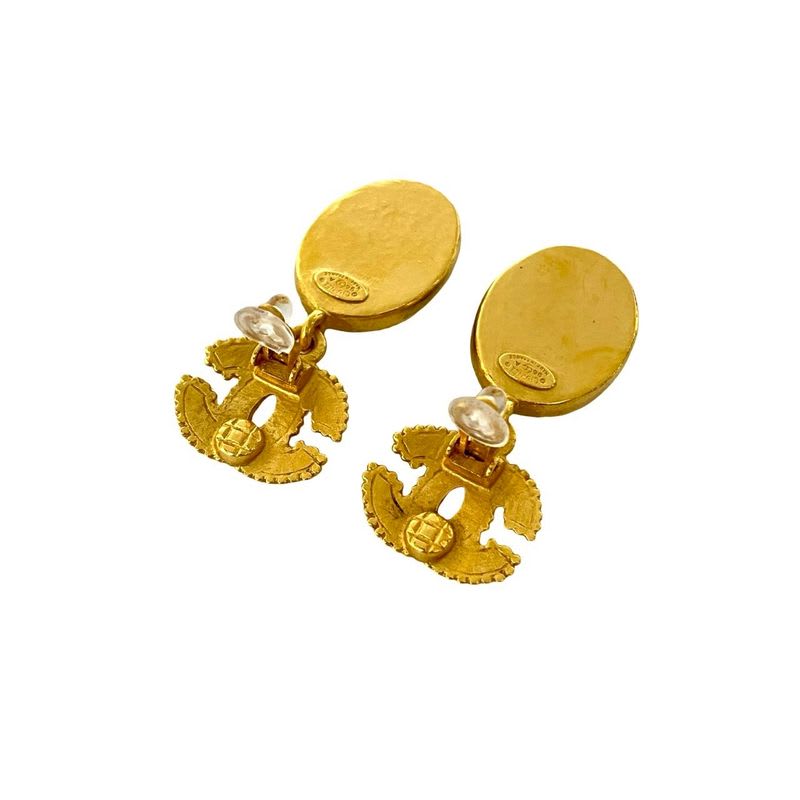 Chanel Vintage Gripoix Coco Mark Earrings Ear Cuff Accessory Gold 96A