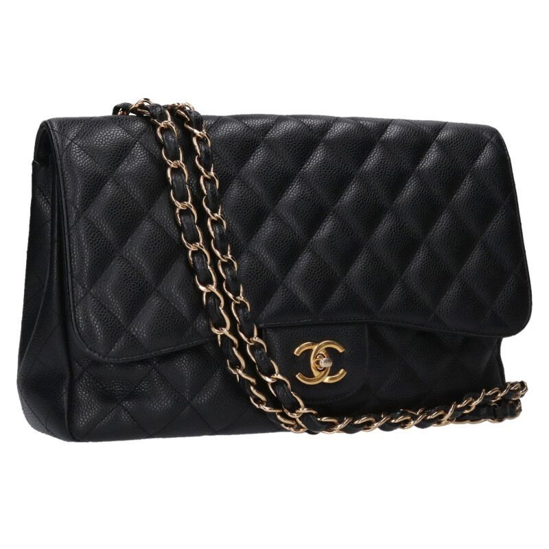 Chanel Deca Matelasse 30 Caviar Skin Single Flap Chain Shoulder Bag Women 30