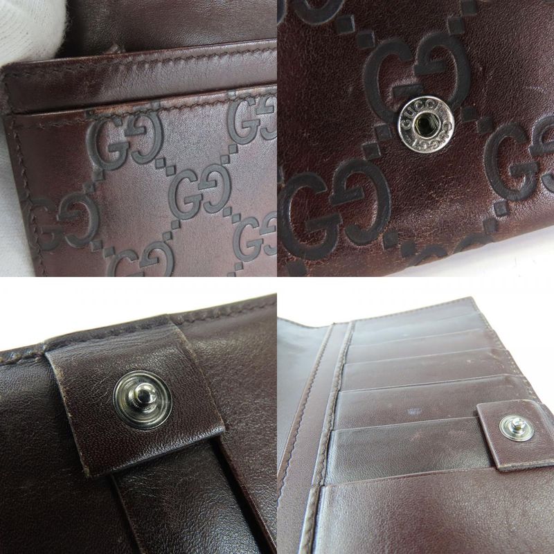 Gucci Bifold Wallet 146229 Sima Leather Dark Brown Long Wallet Small Accessories