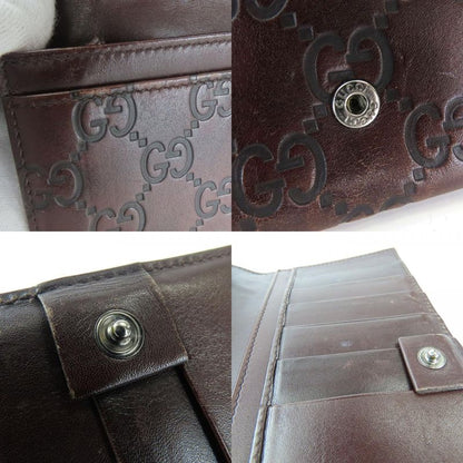Gucci Bifold Wallet 146229 Sima Leather Dark Brown Long Wallet Small Accessories