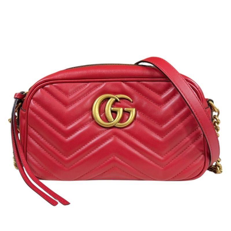 Gucci GG Marmont Shoulder Bag Leather 447632 Red Ladies Gucci  Gucci