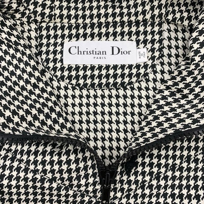 Christian Dior Anorak Top Hoodie Logo Half Zip Houndstooth Long Sleeve