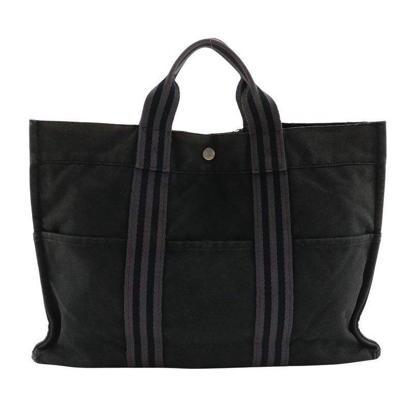 Hermes Fourre Tout MM Tote Canvas Black Unisex Handbag