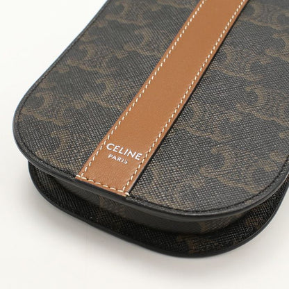 Celine Mobile Pouch Triomphe Canvas Crossbody Shoulder Bag PVC Calf Womens