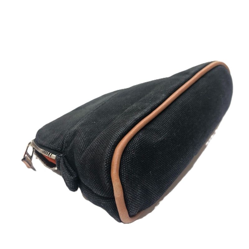 Hermes Cosmetic Pouch Bolide Pouch Mini Canvas Black