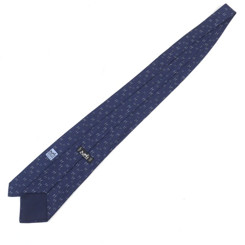Hermes 5183 IA Cravate 100% Silk H Motif All Over Tie Navy With Box Made In