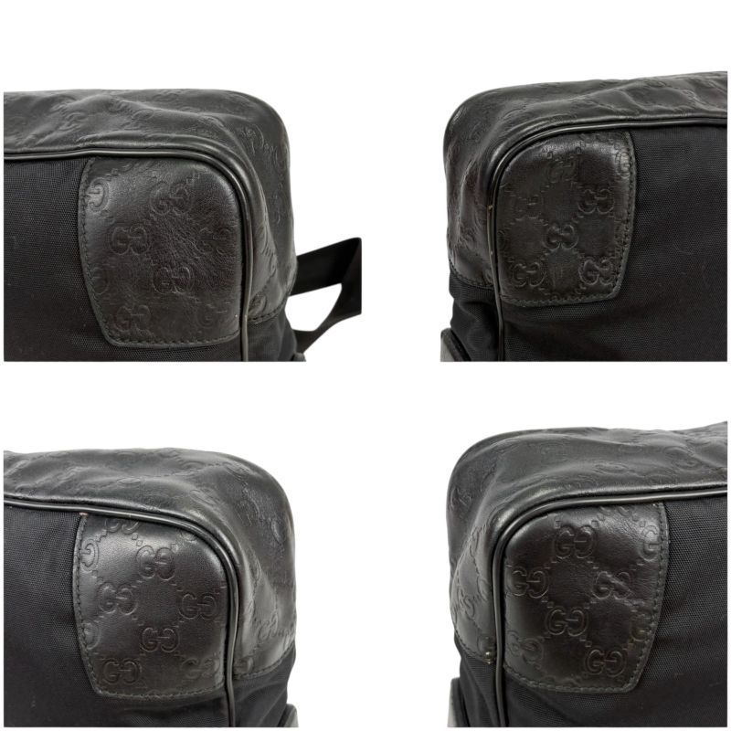 Gucci Crossbody Bag Shoulder Bag Black Cima Leather GG Pattern Nylon Canvas
