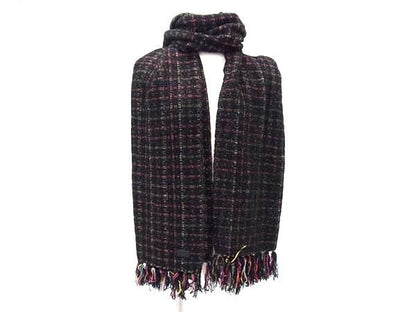 Saint Laurent Fringe Scarf Winter Wear Women's Black Fj2962