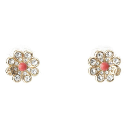 Chanel 18C GP Coco Mark Flower Motif Earrings Accessories Gold