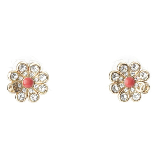 Chanel 18C GP Coco Mark Flower Motif Earrings Accessories Gold