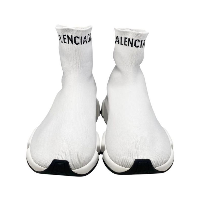 Balenciaga Sneakers Speed Trainers 549823 41 Size Knit Logo White Balenciaga