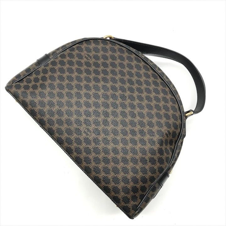 Celine Black Macadam Hand Boston Bag Brown Leather
