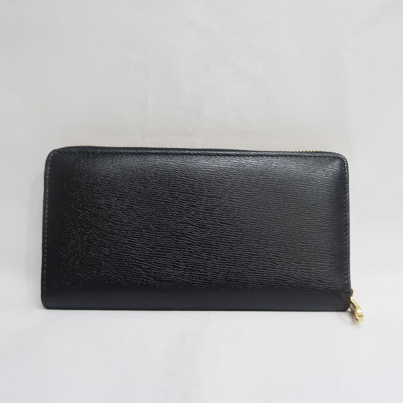 Gucci Script Zip Around 772642 Long Wallet Black Women's Men's