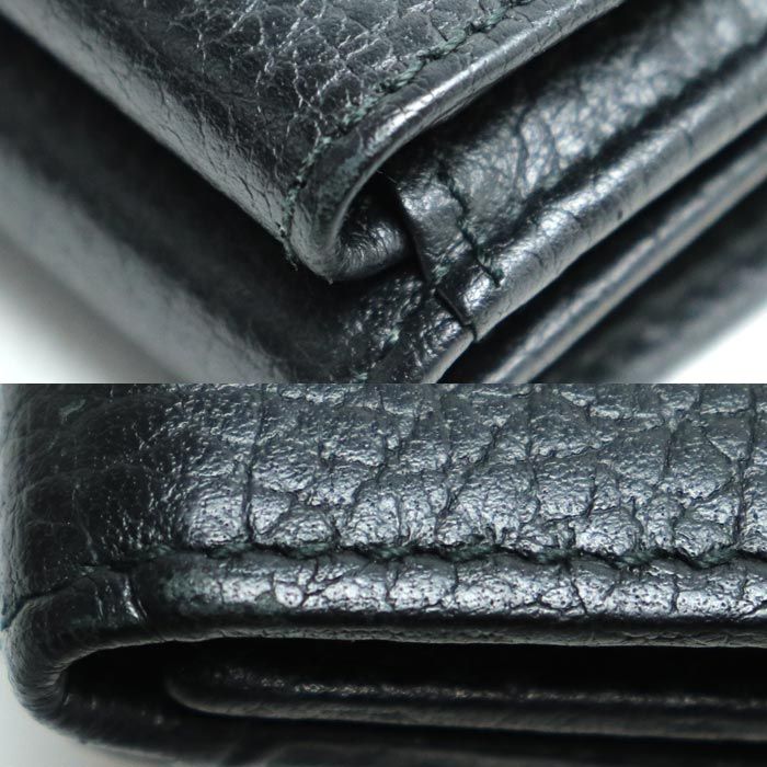 Gucci Petit Marmont Leather Wallet Trifold Wallet Black 523277 Ladies Preowned