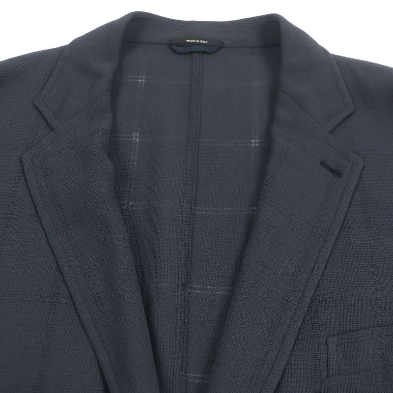 Hermes 100% Wool Checked Single Summer Jacket Ancon Tailored Jacket Gray 58