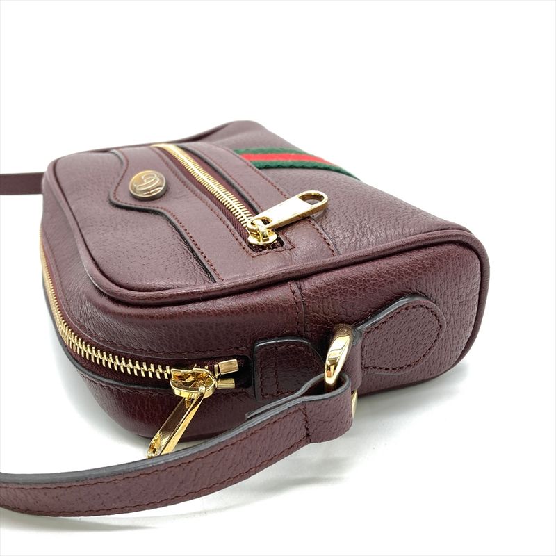 Gucci Ophidia Shoulder Bag Leather Bordeaux Gold Hardware Women